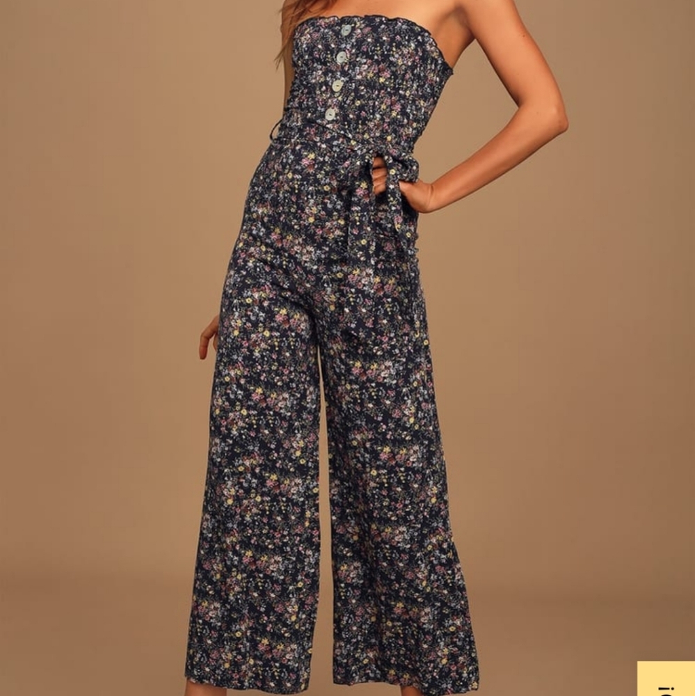Blue floral jumpsuit
